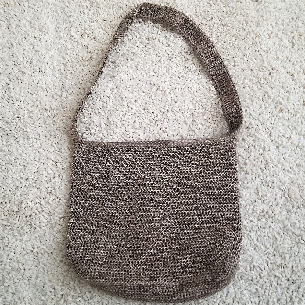 The Sak Crochet Knit Beige Fabric Handbag / Purse